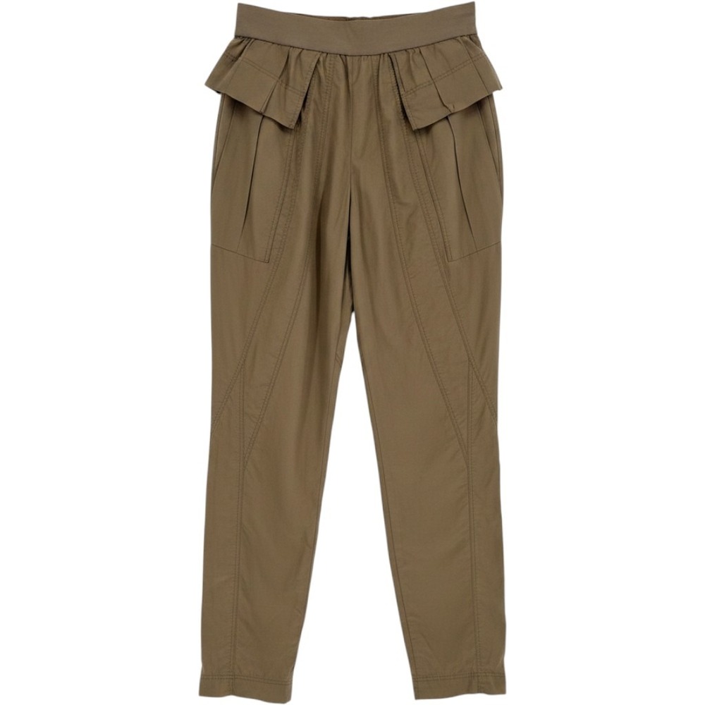 Donna Karan Foldover Ruffle Jogger Pants Olive Green Convertible Italy Vintage